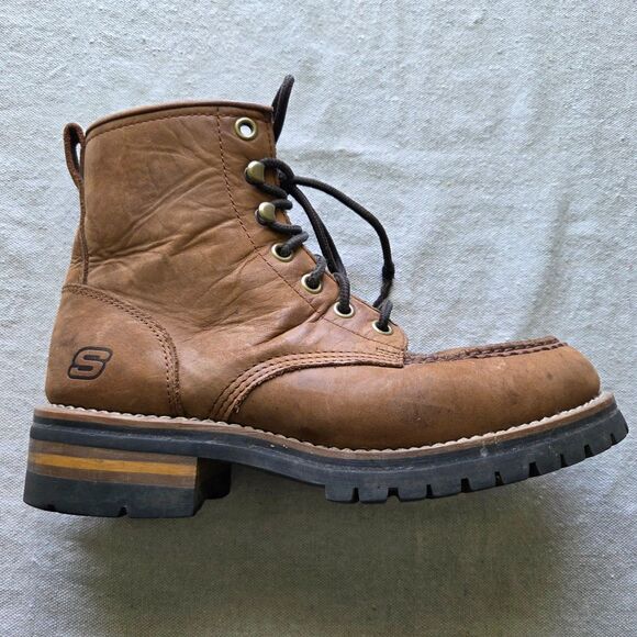 Vintage Skechers Logger Boots Mens Size 11 Leather Cascades Oil Resist Work Y2K - Picture 1 of 12